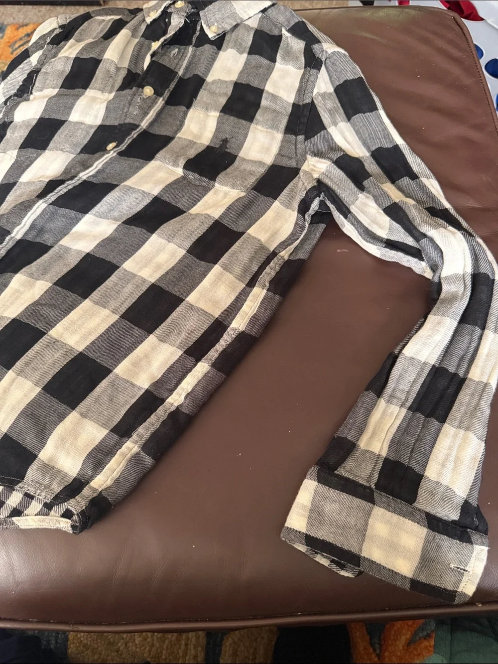 Ralph Lauren Black and White Check Button-Down Shirt